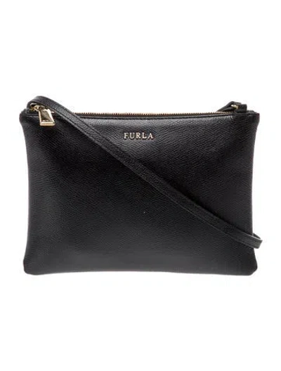 Pre-owned Furla Leather Messenger Bag In Black