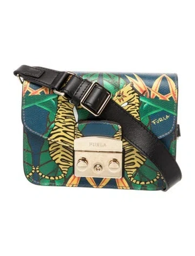 Pre-owned Furla Leather Messenger Bag In Blue