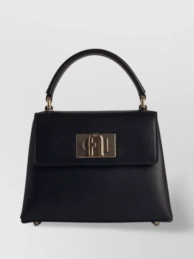 Furla Leather Mini Bag With Detachable Strap And Metal Hardware In Black