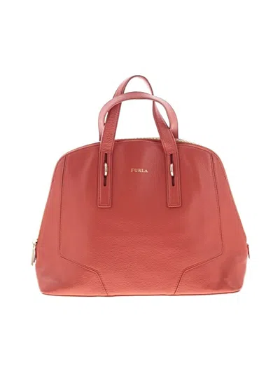 Pre-owned Furla Leather Satchel In Orange