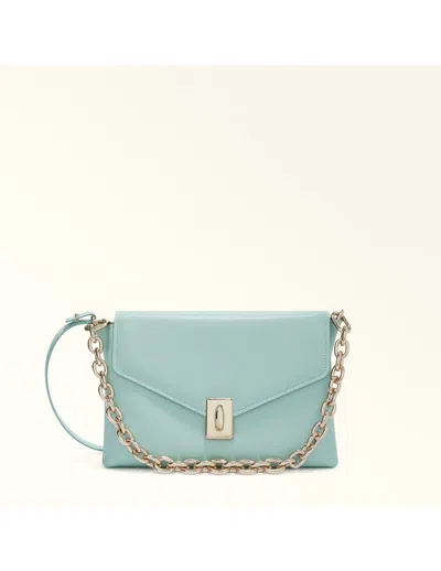 Furla Meridiana Shoulder Bag In Aquamarine Leather