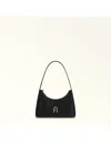 Furla Logo-plaque Leather Shoulder Bag In Black