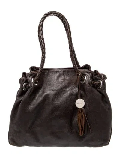 Pre-owned Furla Leather Shoulder Bag In Black