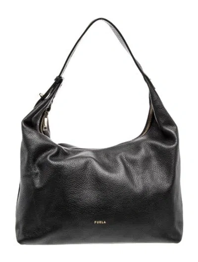 Pre-owned Furla Leather Shoulder Bag In Black