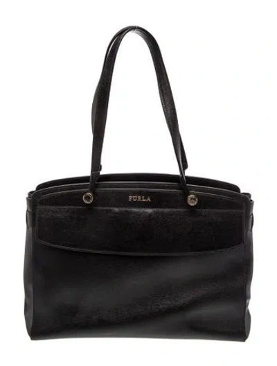 Pre-owned Furla Leather Shoulder Bag In Black