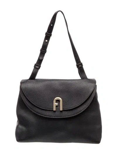 Pre-owned Furla Leather Shoulder Bag In Black