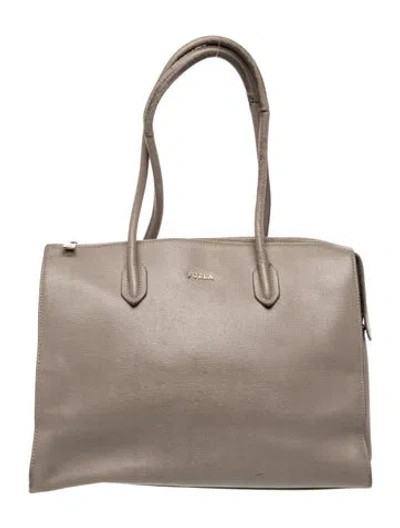 Pre-owned Furla Leather Shoulder Bag In Gray