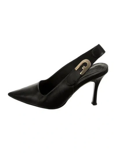 Pre-owned Furla Leather Slingback Pumps In Black