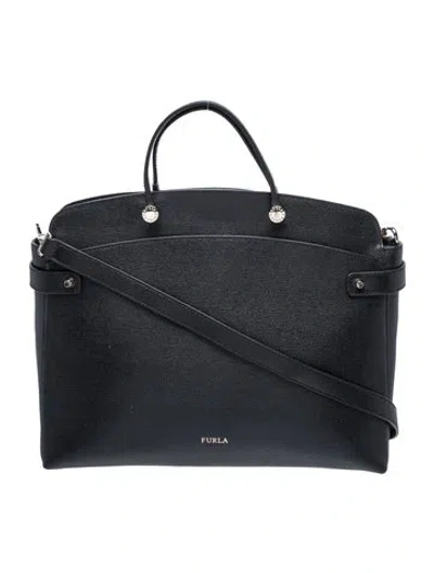 Pre-owned Furla Leather Top Handle Bag In Black