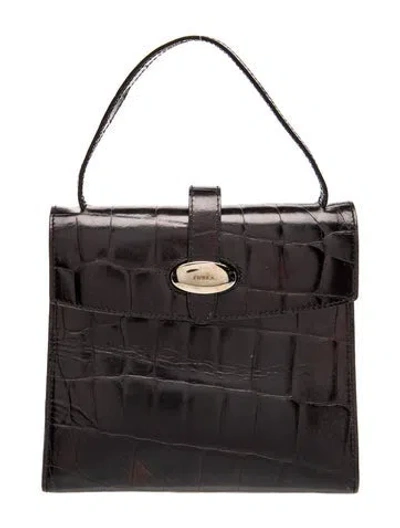 Pre-owned Furla Leather Top Handle Bag In Black