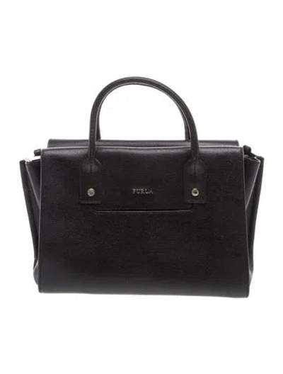 Pre-owned Furla Leather Top Handle Bag In Black