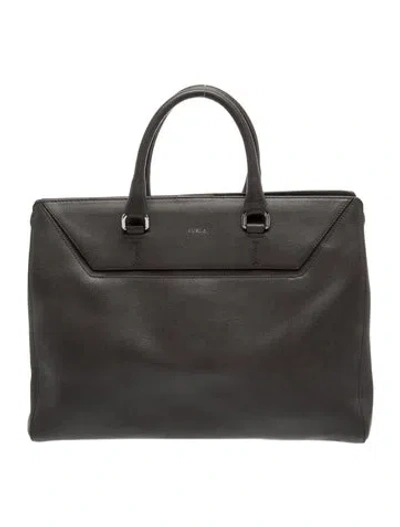 Pre-owned Furla Leather Top Handle Bag In Black