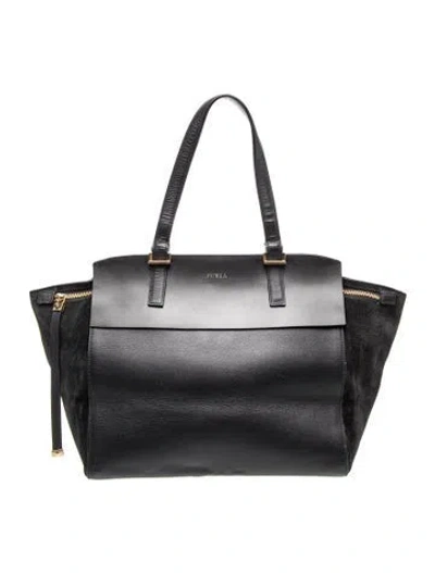 Pre-owned Furla Leather Top Handle Bag In Black