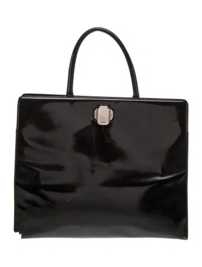 Pre-owned Furla Leather Top Handle Bag In Black