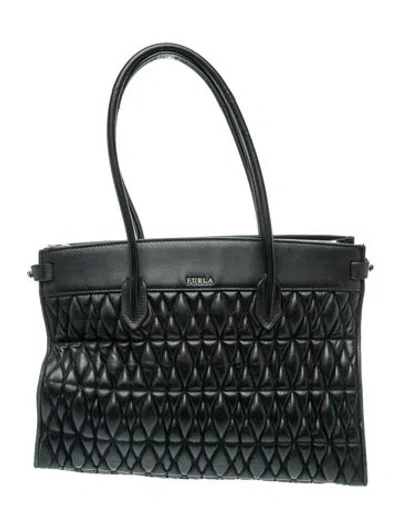 Pre-owned Furla Leather Top Handle Bag In Black