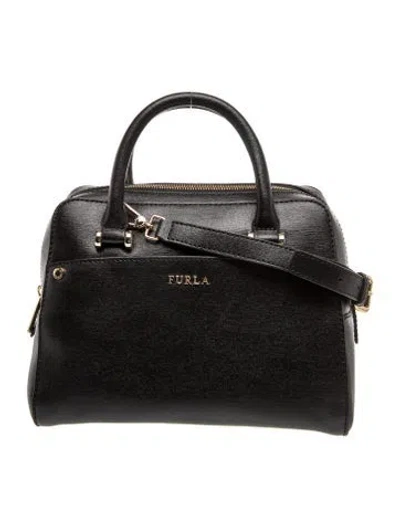 Pre-owned Furla Leather Top Handle Bag In Black