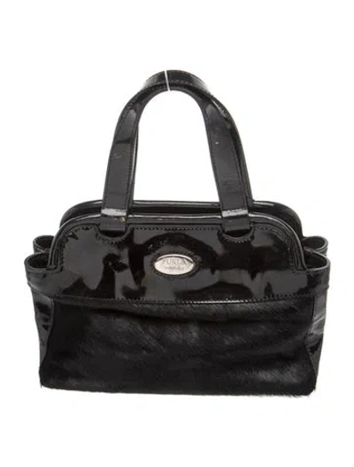 Pre-owned Furla Leather Top Handle Bag In Black