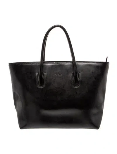 Pre-owned Furla Leather Top Handle Bag In Black