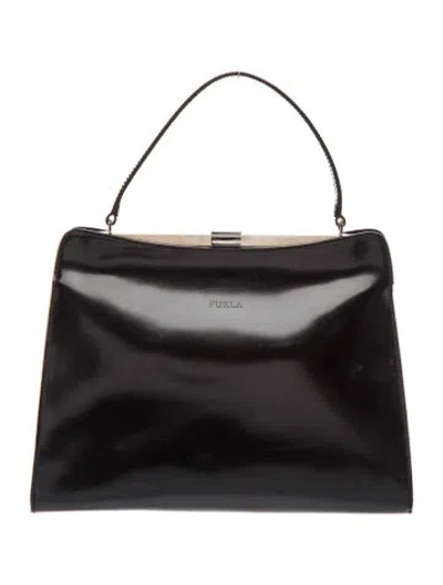 Pre-owned Furla Leather Top Handle Bag In Black