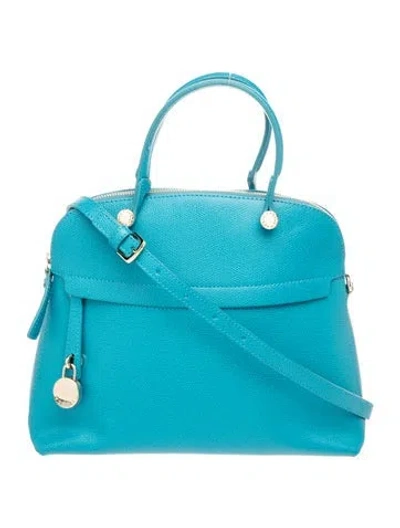 Pre-owned Furla Leather Top Handle Bag In Blue
