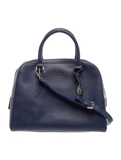 Pre-owned Furla Leather Top Handle Bag In Blue