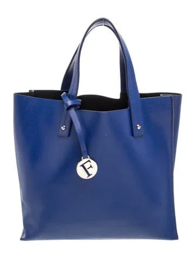 Pre-owned Furla Leather Top Handle Bag In Blue