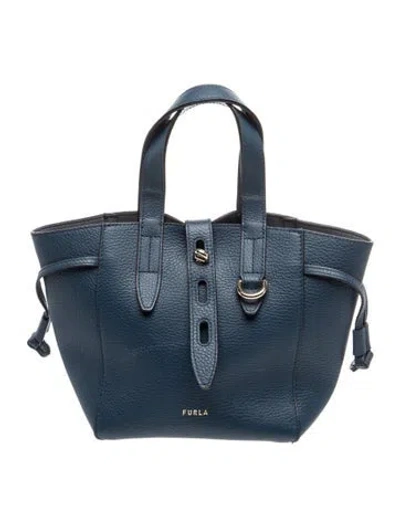 Pre-owned Furla Leather Top Handle Bag In Blue