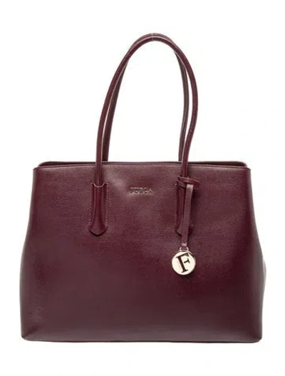 Pre-owned Furla Leather Top Handle Bag In Burgundy