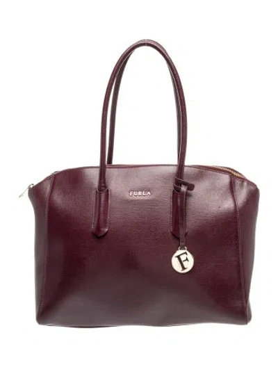 Pre-owned Furla Leather Top Handle Bag In Burgundy