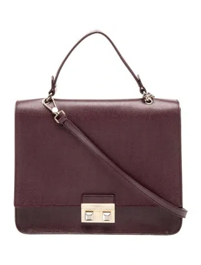 Pre-owned Furla Leather Top Handle Bag In Burgundy