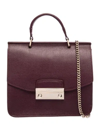 Pre-owned Furla Leather Top Handle Bag In Burgundy