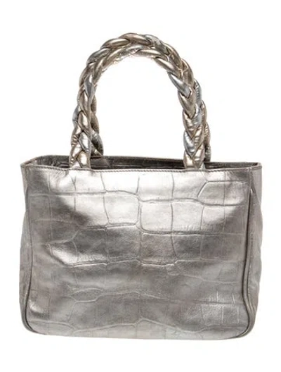 Pre-owned Furla Leather Top Handle Bag In Gray