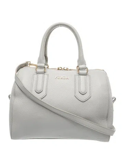 Pre-owned Furla Leather Top Handle Bag In Gray