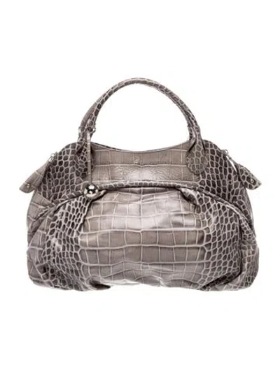 Pre-owned Furla Leather Top Handle Bag In Gray