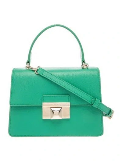 Pre-owned Furla Leather Top Handle Bag In Green
