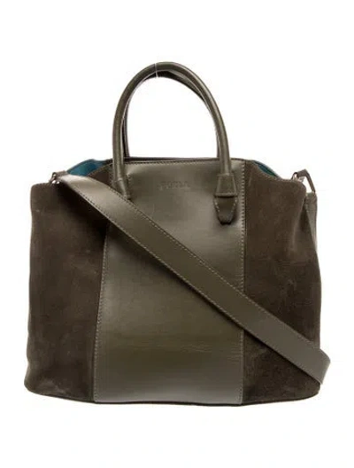 Pre-owned Furla Leather Top Handle Bag In Green