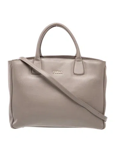 Pre-owned Furla Leather Top Handle Bag In Grey