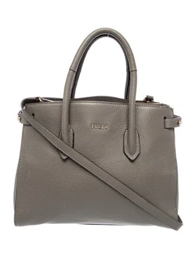 Pre-owned Furla Leather Top Handle Bag In Grey
