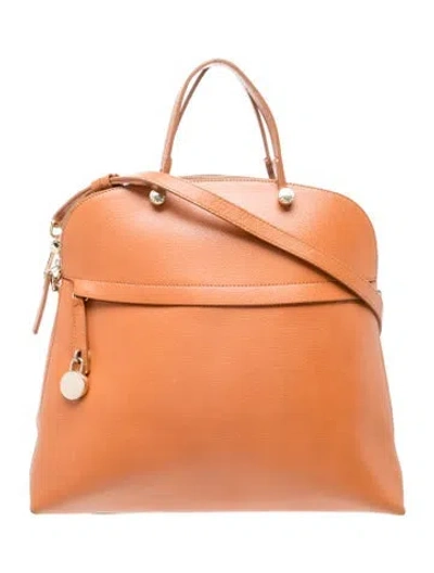 Pre-owned Furla Leather Top Handle Bag In Grey