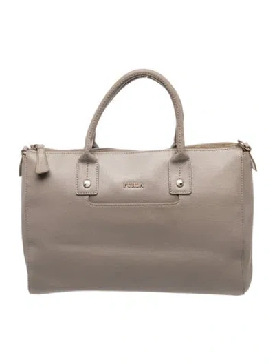 Pre-owned Furla Leather Top Handle Bag In Grey