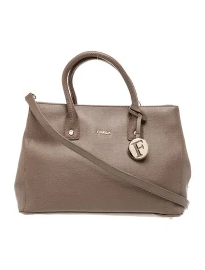 Pre-owned Furla Leather Top Handle Bag In Neutral