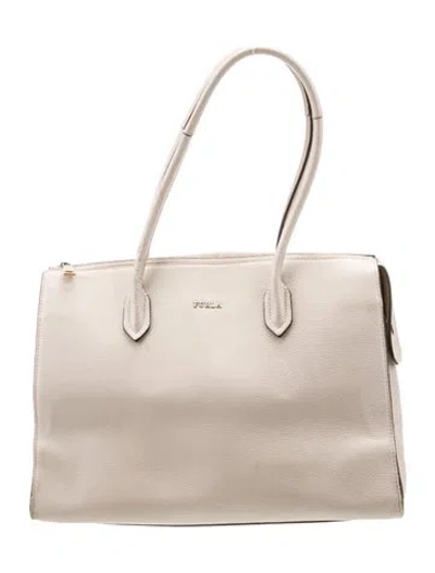 Pre-owned Furla Leather Top Handle Bag In Neutral