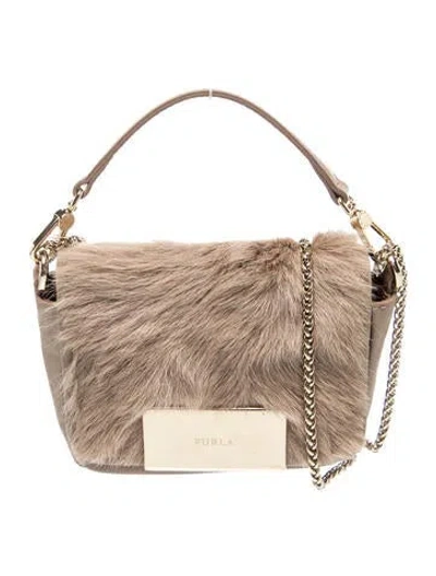 Pre-owned Furla Leather Top Handle Bag In Neutral