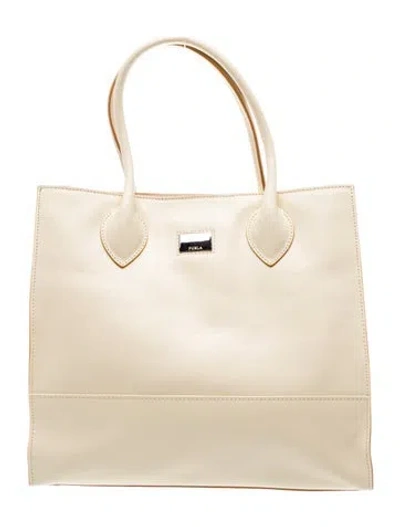 Pre-owned Furla Leather Top Handle Bag In Neutral