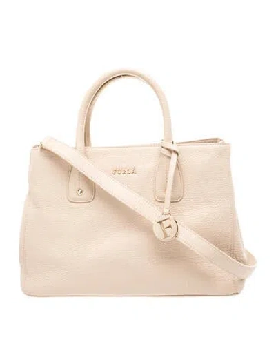 Pre-owned Furla Leather Top Handle Bag In Neutral