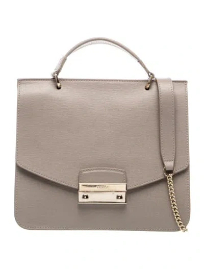 Pre-owned Furla Leather Top Handle Bag In Neutrals