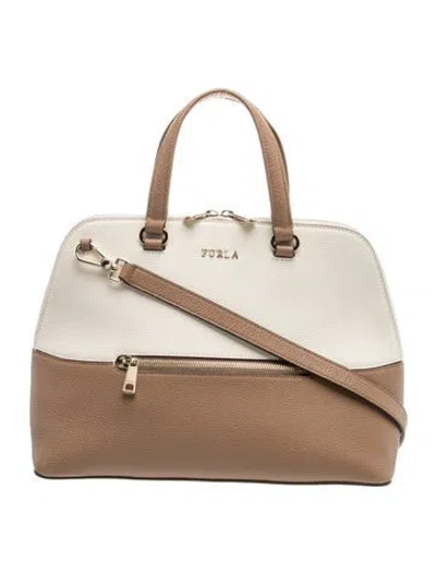 Pre-owned Furla Leather Top Handle Bag In Neutrals
