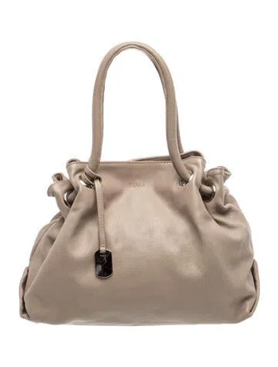 Pre-owned Furla Leather Top Handle Bag In Neutrals
