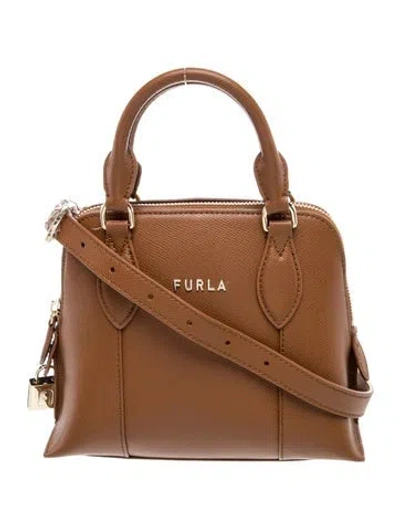Pre-owned Furla Leather Top Handle Bag In Neutrals