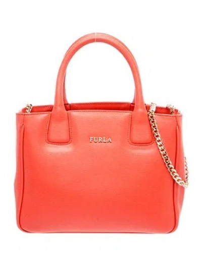 Pre-owned Furla Leather Top Handle Bag In Orange